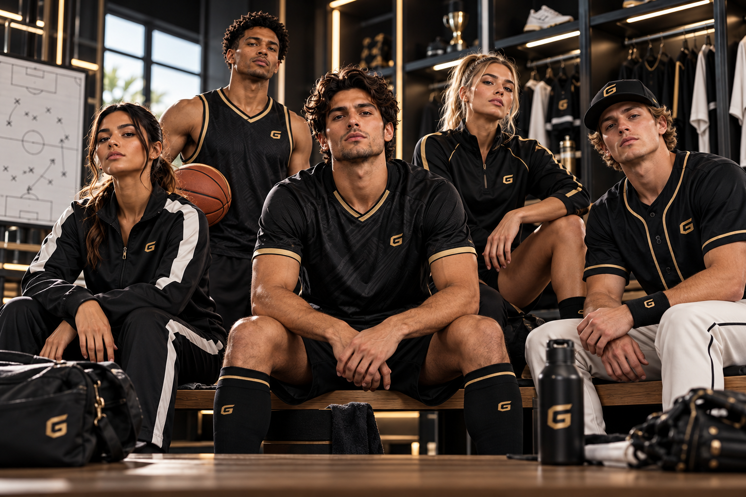 Custom teamwear — football, basketball and baseball kits in team colors